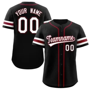 Unisex Black & White Red Baseball Jersey – Custom Name & Number