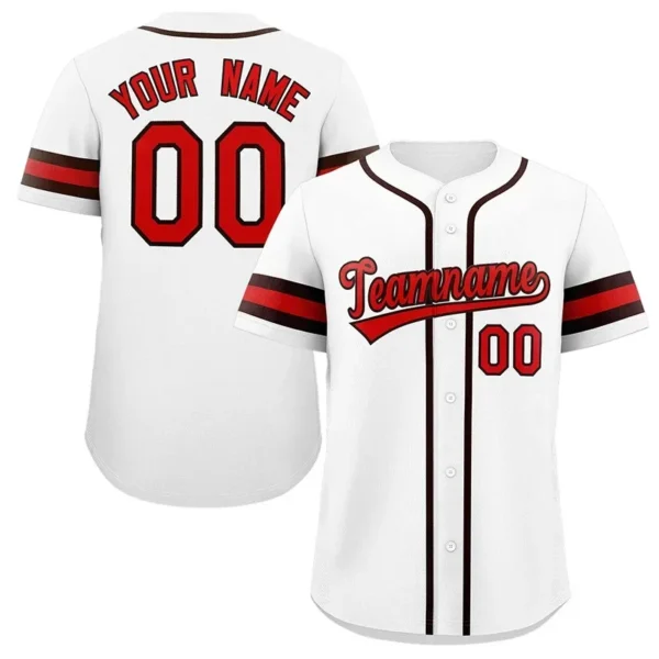 Unisex White & Red Black Baseball Jersey – Custom Name & Number