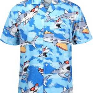 Men's Short-Sleeve Hawaiian Shirt - Shark Print